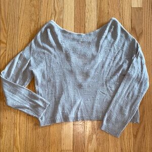 Forever 21 Lightweight Cropped Gay Sweater with Cris Cross open Back V neck